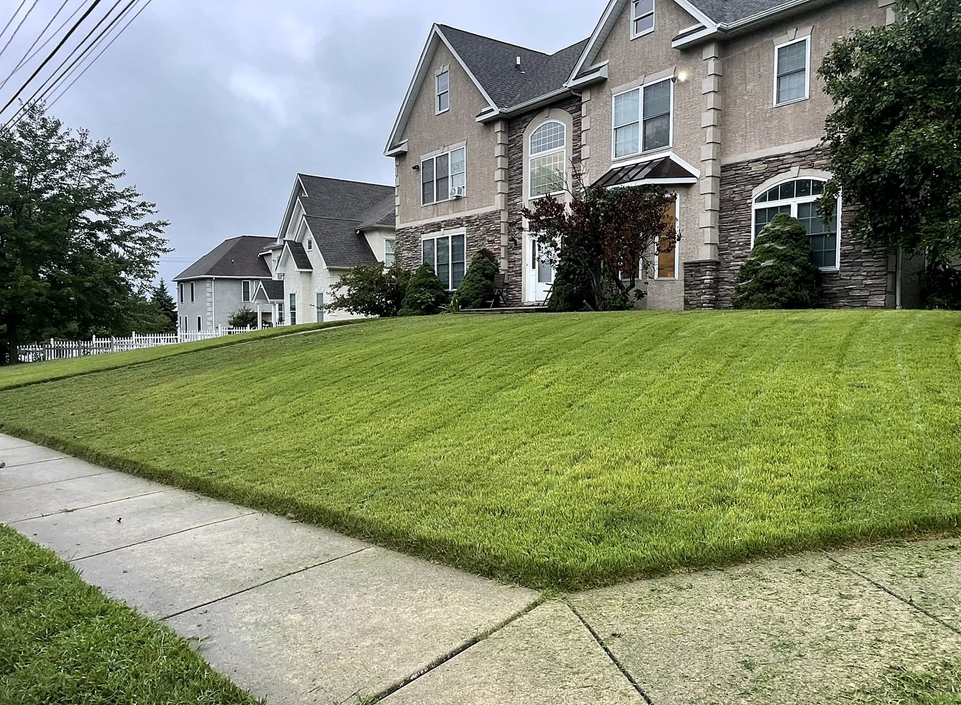 Freshly cut striped lawn