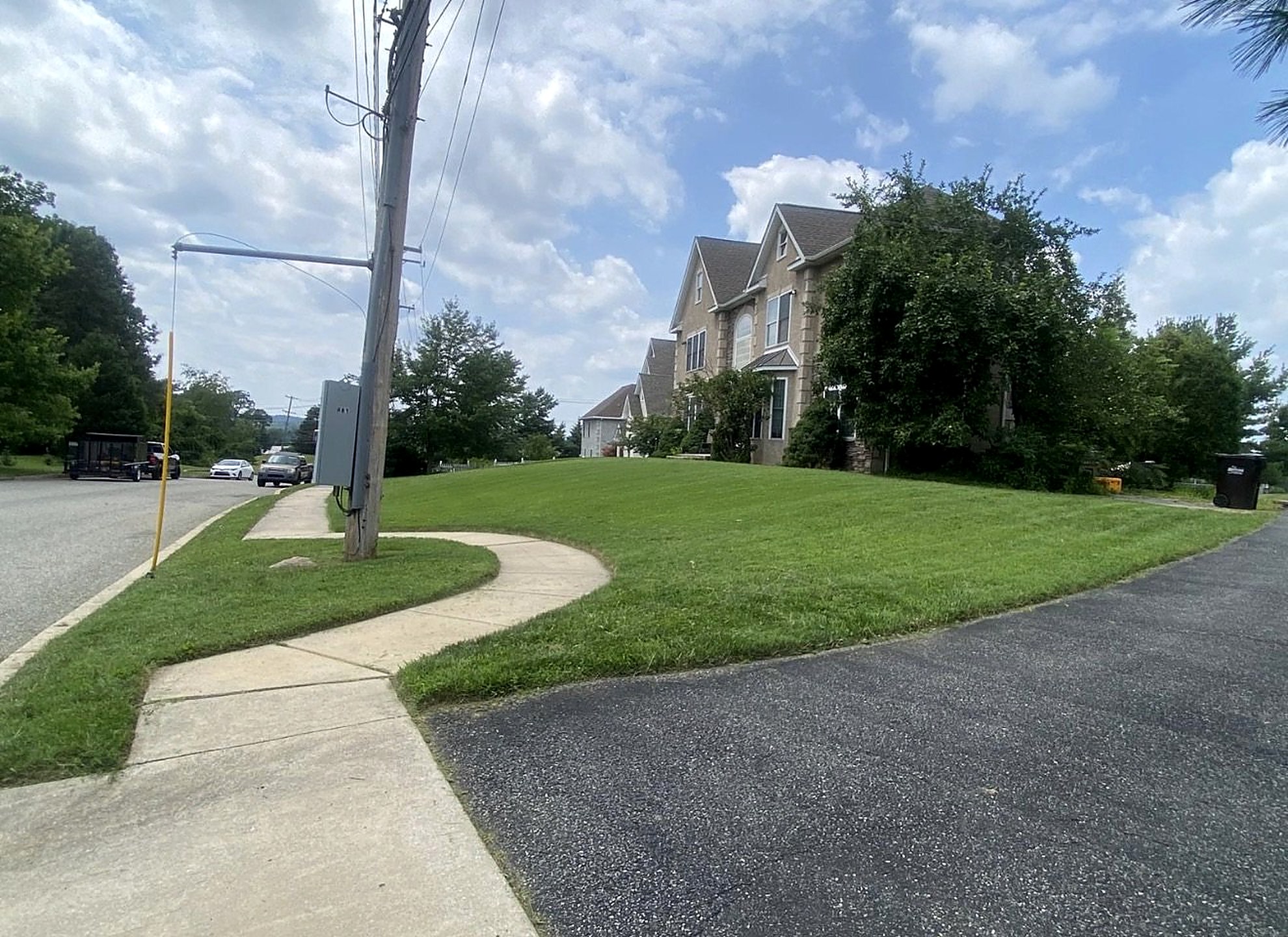 Large freshly mowed lawn