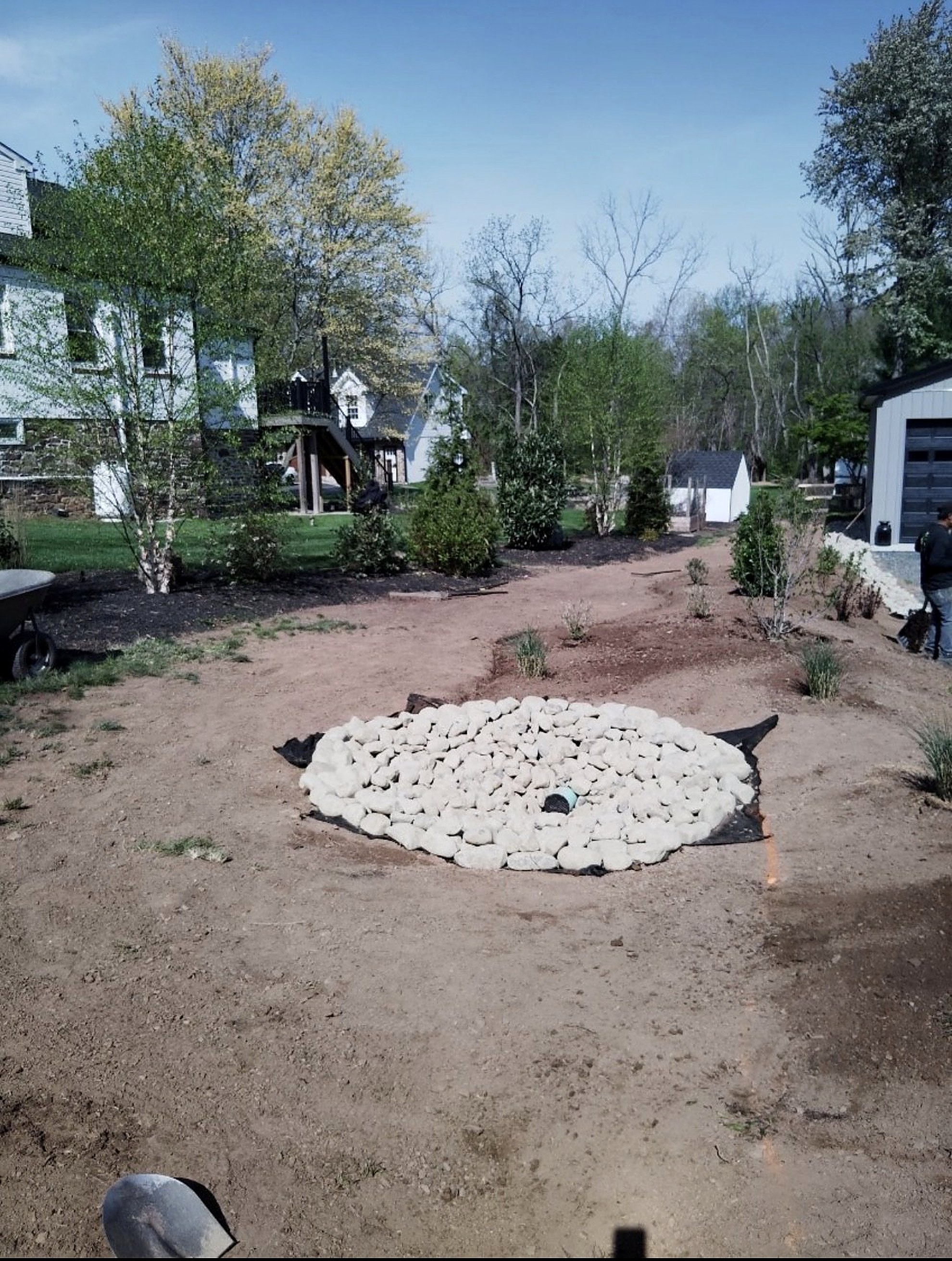 Stone and garden bed